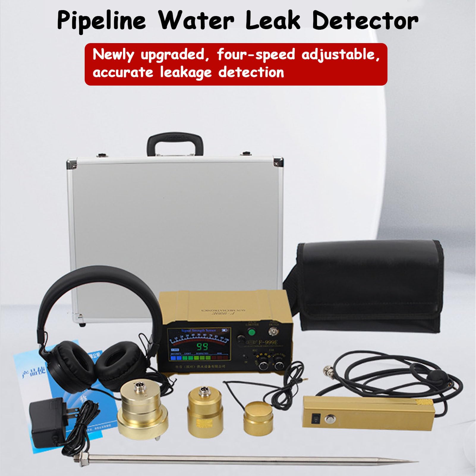 Detector de Fugas de Agua Profesional, Dispositivo de detección de Fugas de Agua con sondas duales, Detector de Fugas de Agua subterránea con Auriculares, detección de Fugas de Agua