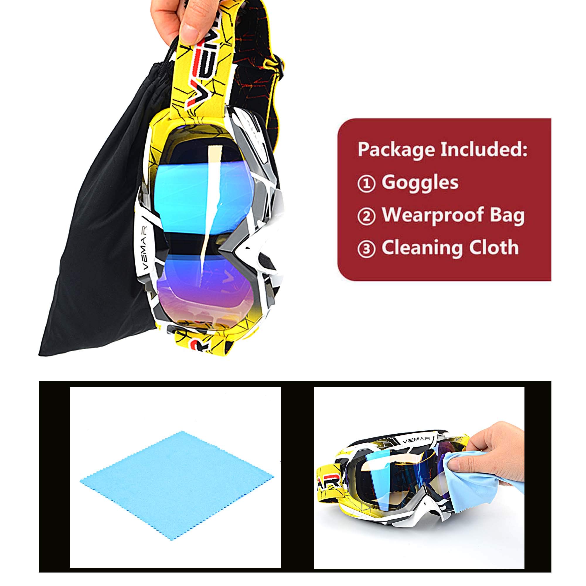 Lunettes De Motocross Riybyds - Protection UV400, Anti-poussière, Anti-vent - Cadre TPU Flexible, Verres PC - Pour VTT, Dirt Bike, Sports Extrêmes