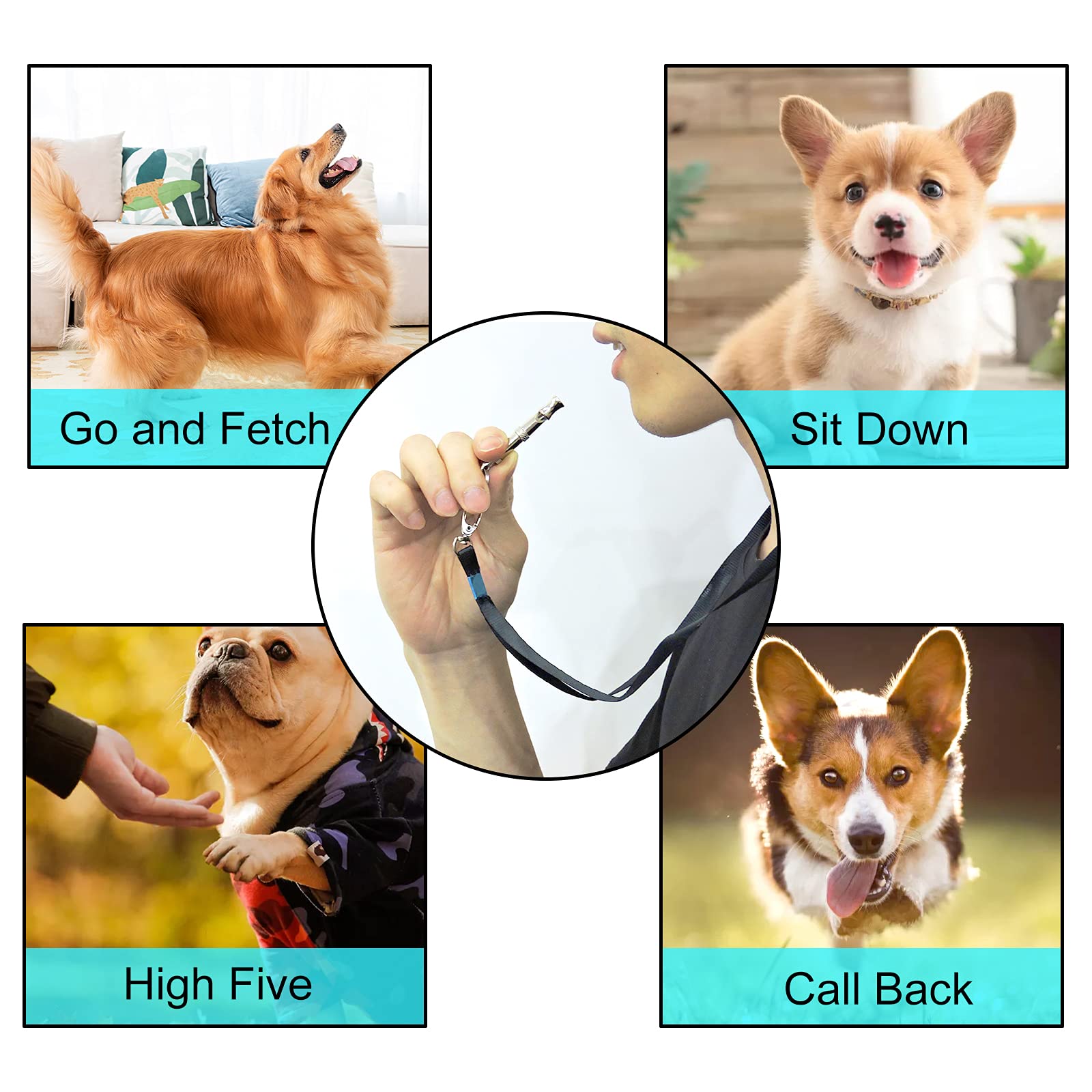 Andiker 2 Pcs Sifflet pour Chien, Sifflet pour Compagnie en Acier Inoxydable à fréquence réglable avec lanière, Sifflet à ultrasons Professionnel pour l'entraînement et Le contrôle des aboiements