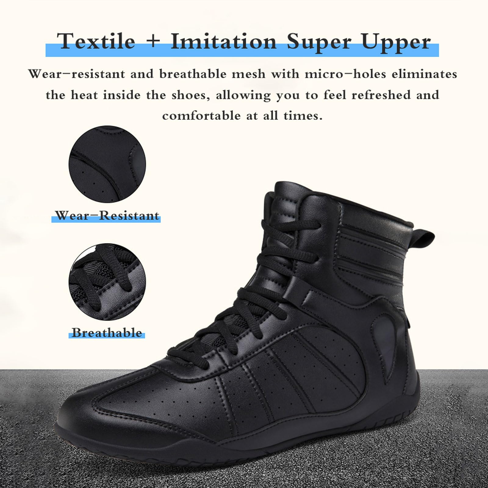 Scarpe da Wrestling Uomo,Scarpe da Boxe Pugilato,Scarpe da Boxe Unisex,Unisex,Moda,Antiscivolo,Flessibili,Traspiranti,Laced,per Kickboxing Sandas Fight Fitness Training,Boxing.