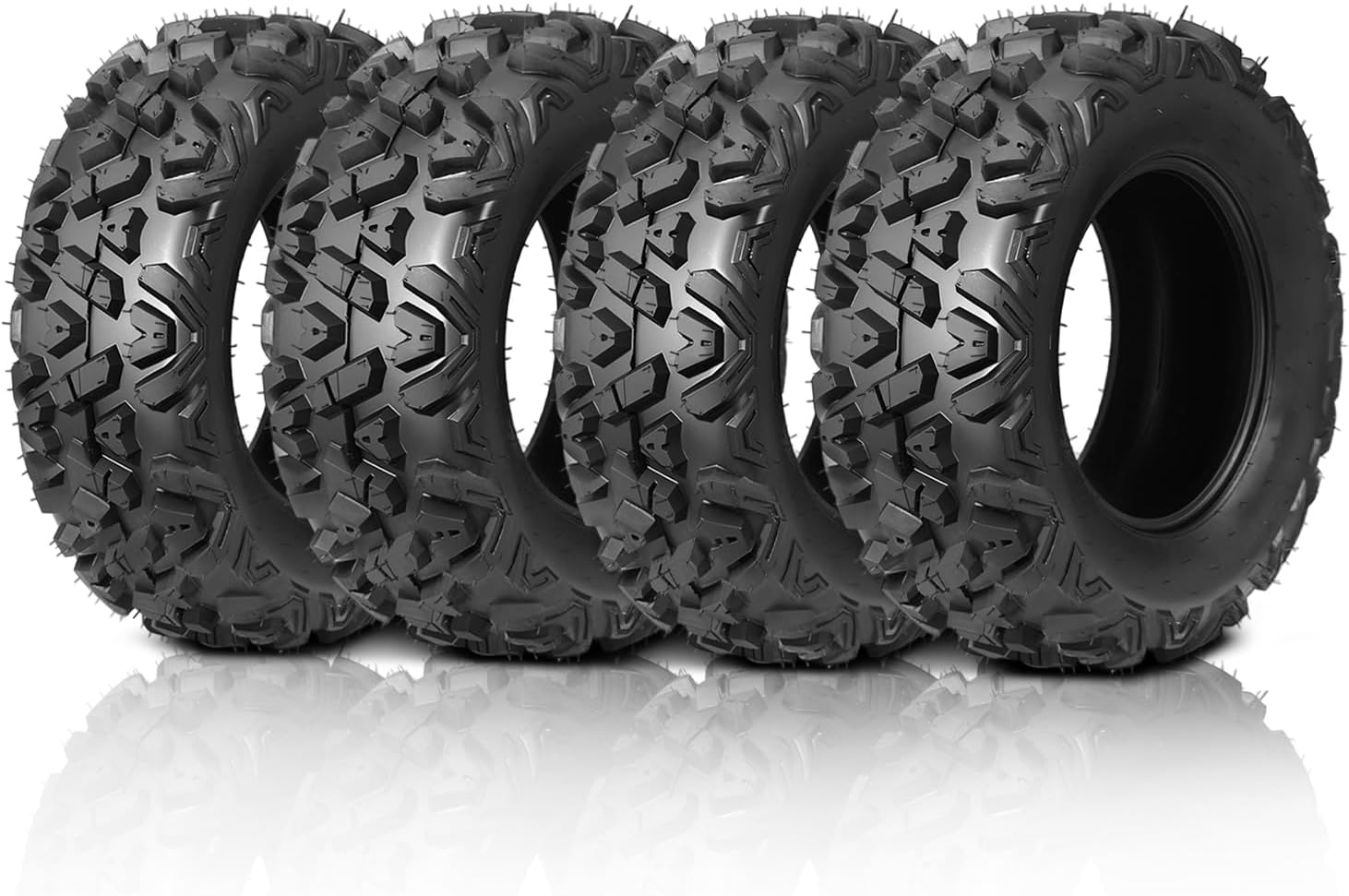 BONNLO ATV UTV Tires 27x9-12 Front& 27x11-12 Rear, Set of 4, 6PR Durable Tubeless, Enhanced Traction All-Terrain Tires for Dirt, Gravel, Grass& Trail