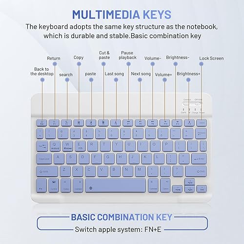 Miniatura 5 de Combo de teclado y mouse Bluetooth, teclado inalámbrico portátil recargable para Apple iPad, iPhone, iOS 13 y superior, Samsung, tableta, teléfono