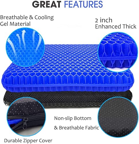 Miniatura 2 de Cojín de gel para sentarse durante mucho tiempo, cojín de gel extra grueso para silla de ruedas, cojines suaves para sillas de oficina, hogar