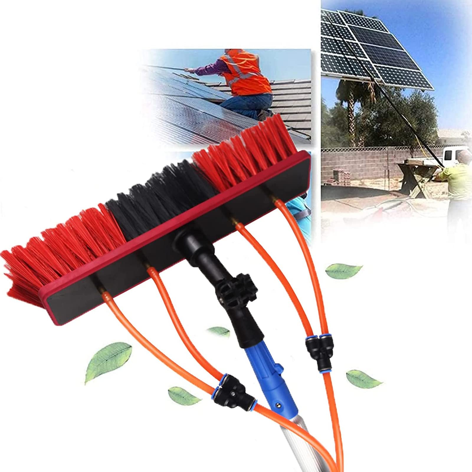 GTHTUHFD 9M/29.52Ft Water Fed Pole Window Cleaning Kit With 50Cm Brush Head Extendable Cleaner For Conservatory Roof Solar Panel And More,50cm Brush Head-10m/32.8ft