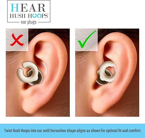 Miniatura 32 de Hush Hoops Tapones para los oídos, tapones de silicona reutilizables ultra suaves con forma de herradura para mayor comodidad, diseñados