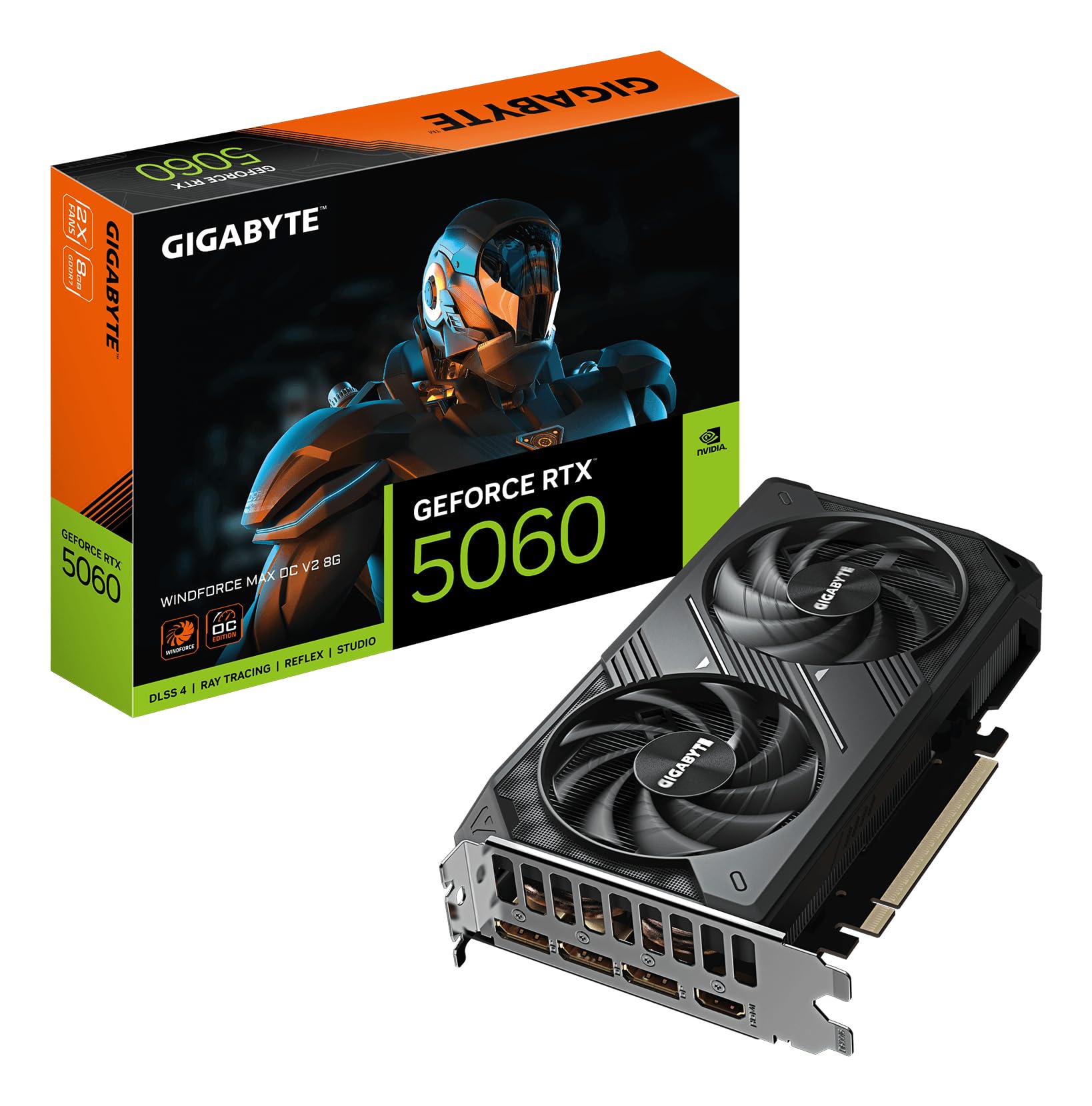 GIGABYTE GeForce RTX 5060 WINDFORCE MAX OC V2 8G – Tarjeta gráfica, 8GB GDDR7, 128bit, PCI-E 5.0, 2512MHz Core Clock, 3 × DP, 1 × HDMI, NVIDIA DLSS 4, GV-N5060WF2MAX OCV2-8GD