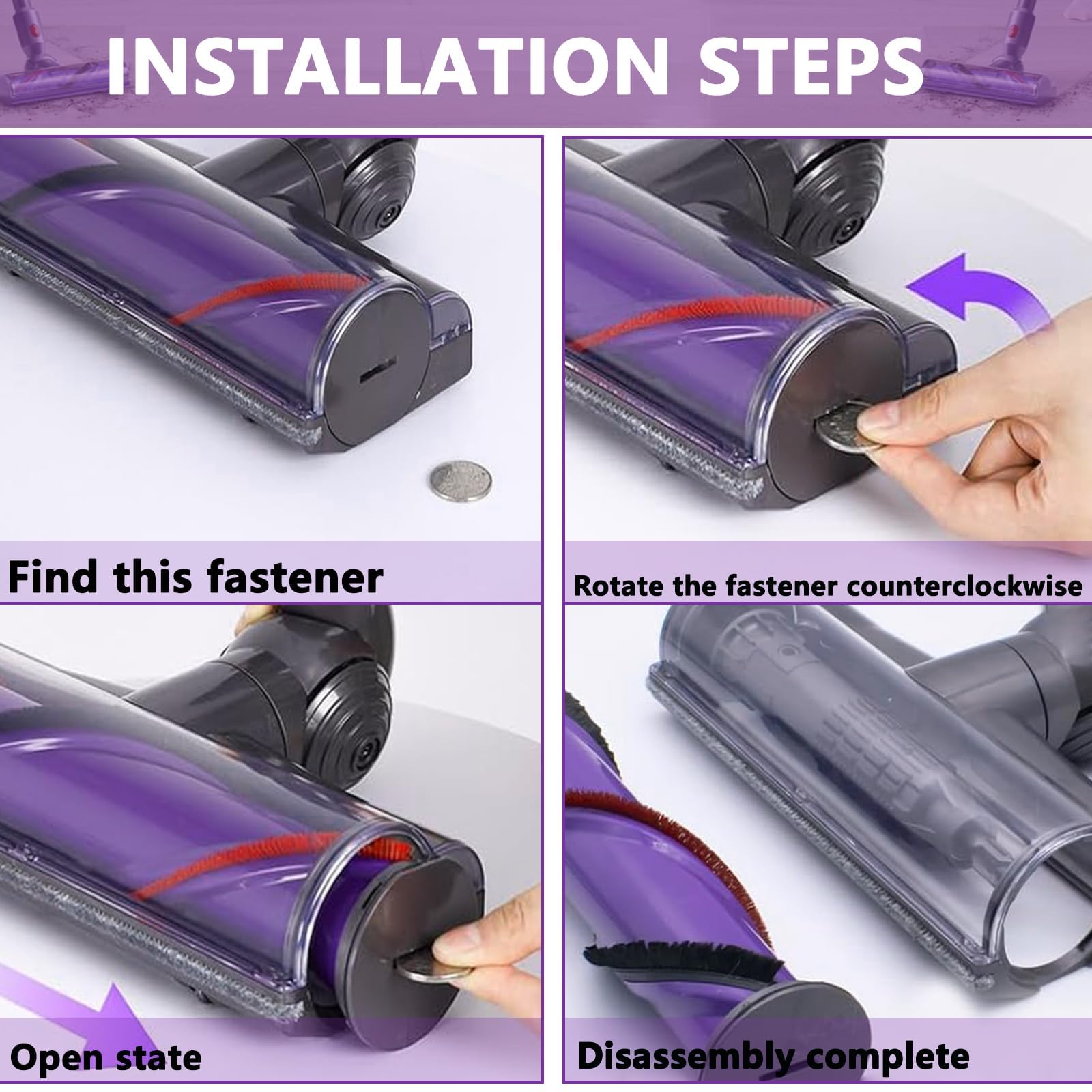Bürste kompatibel für Dyson V7 V8 V10 V11 V15 SV10 SV11 SV12 SV14 SV15 SV22 SV25 SV27 SV28 SV37，Ersatzteil Direktantrieb Reiniger Kopf Turbine Bodendüse，Zubehör Turbobürste für Hartboden und Teppiche