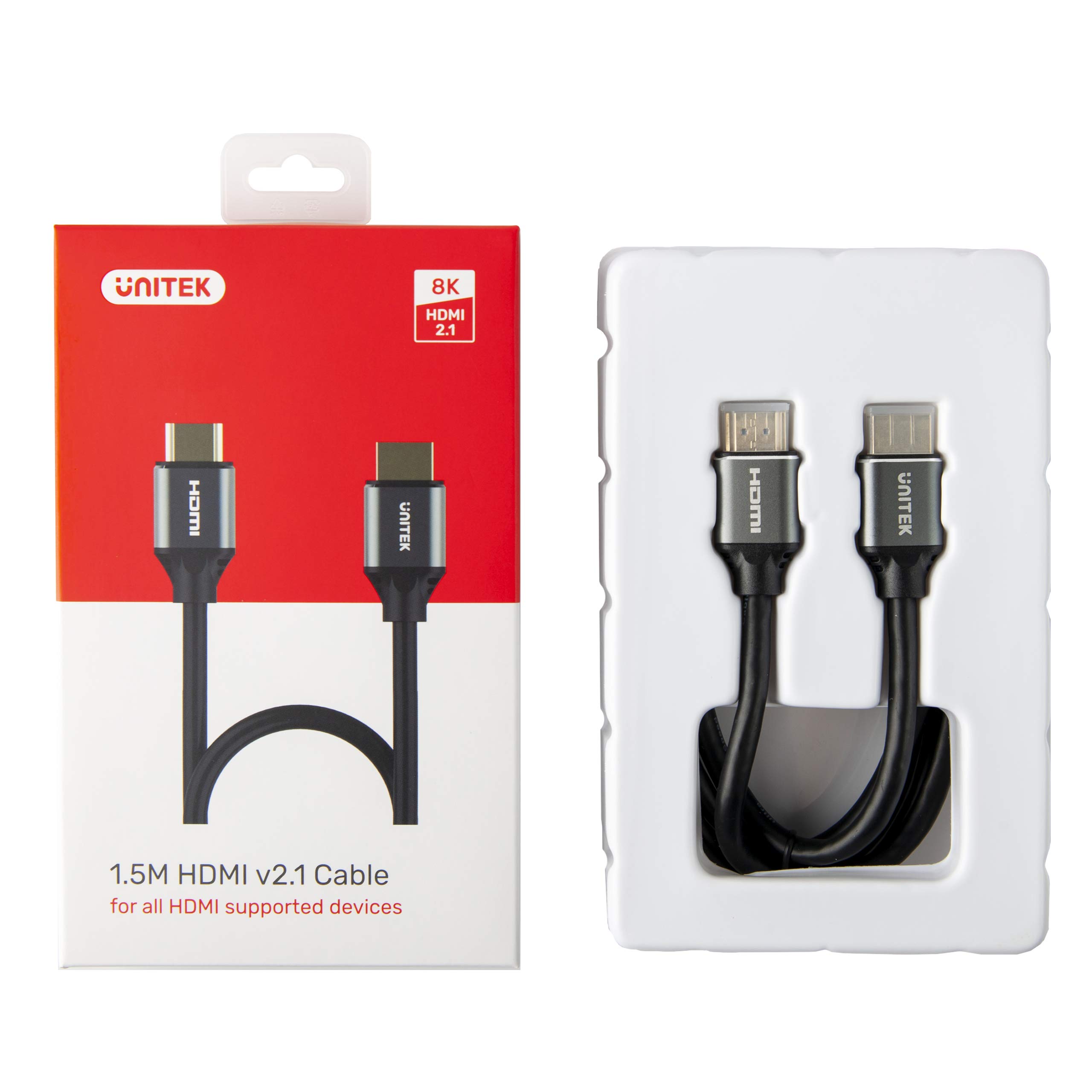 Unitek HDMI 2.1 Kablo 2M 8K │ Ultra Yüksek Hızlı HDMI Sorunsuz 8K@60Hz, 4K@120Hz │ Dinamik HDR 10 +, Dolby Vision, eARC │ OLED TV, Gaming, Xbox Series X, PS5 için │ Alüminyum fişler, esnek