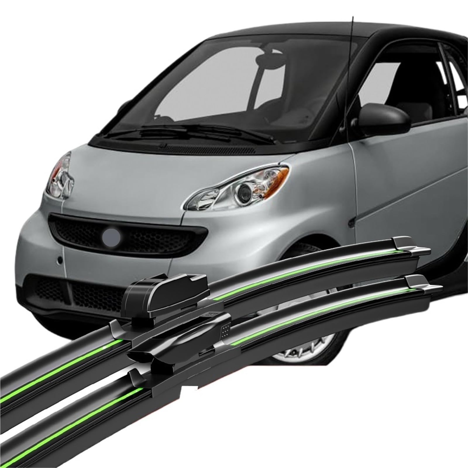 Wycieraczki samochodowe Pasuje do Smart ForTwo piór wycieraczek przedniej szyby 2 szt. Akcesoria okien Pióro Wycieraczki(Black-Green,453 (2014-2019))
