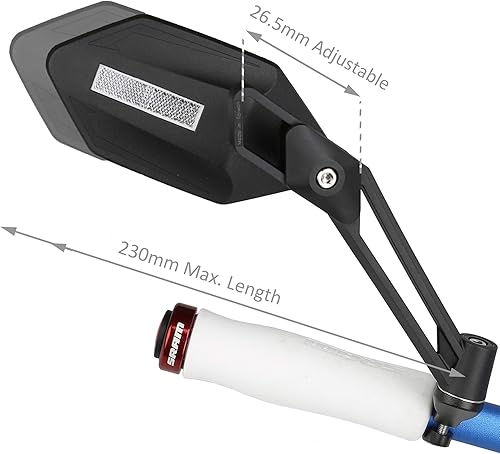 Miniatura 3 de Venzo Accesorios para bicicleta para manillar de montaje de espejos conjunto lente azul 75% antirreflejo vidrio RD montaña vista trasera derecha con