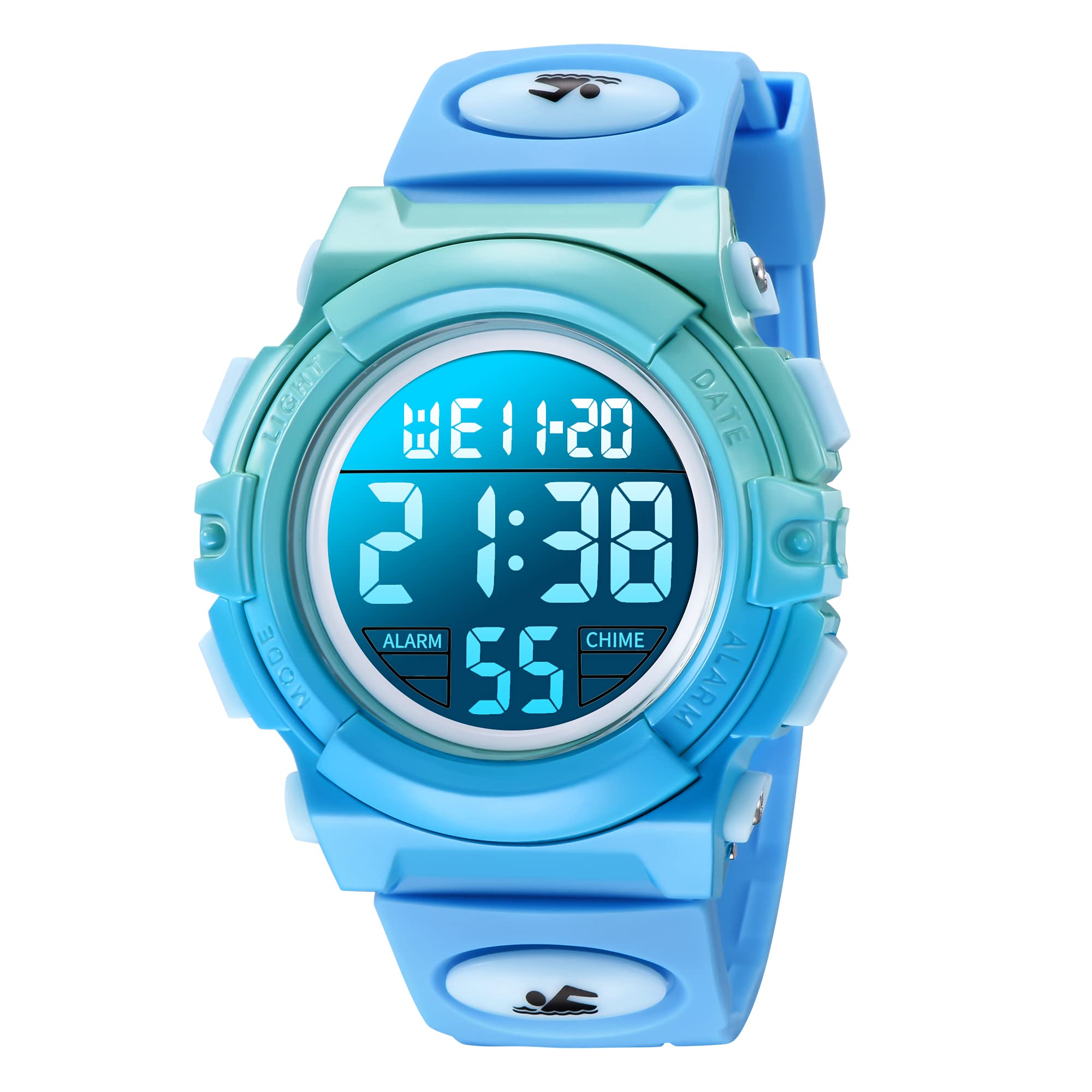 Kids Watch,Boys Watch for 3-15 Year Old Boys,Digital Sport Outdoor Multifunctional Chronograph LED 50 M Waterproof Alarm Calendar Analog Watch for Children with Silicone Band,Kids Gift