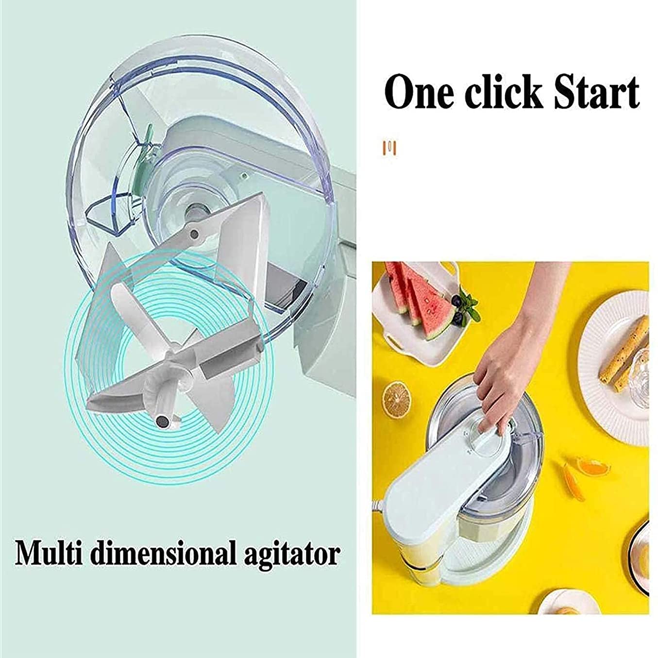 Maquina de Helados Heladera casera de Yogur de Frutas 1L Forro de Grado alimenticio para niños Visible 10 MIN Hacer Helado 916