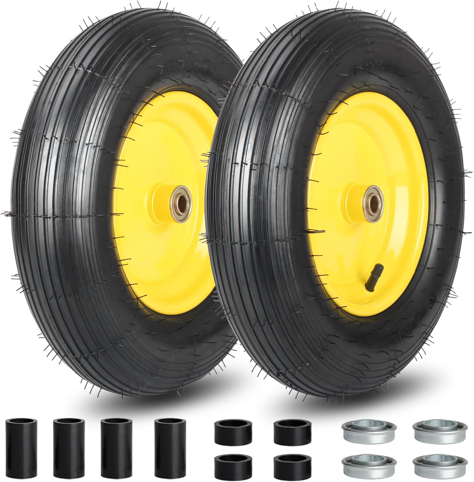 MaxAuto Wheelbarrow Tire 4.80 4.008 FlatFree 4.80/4.008 Tire and Wheel w/Grease