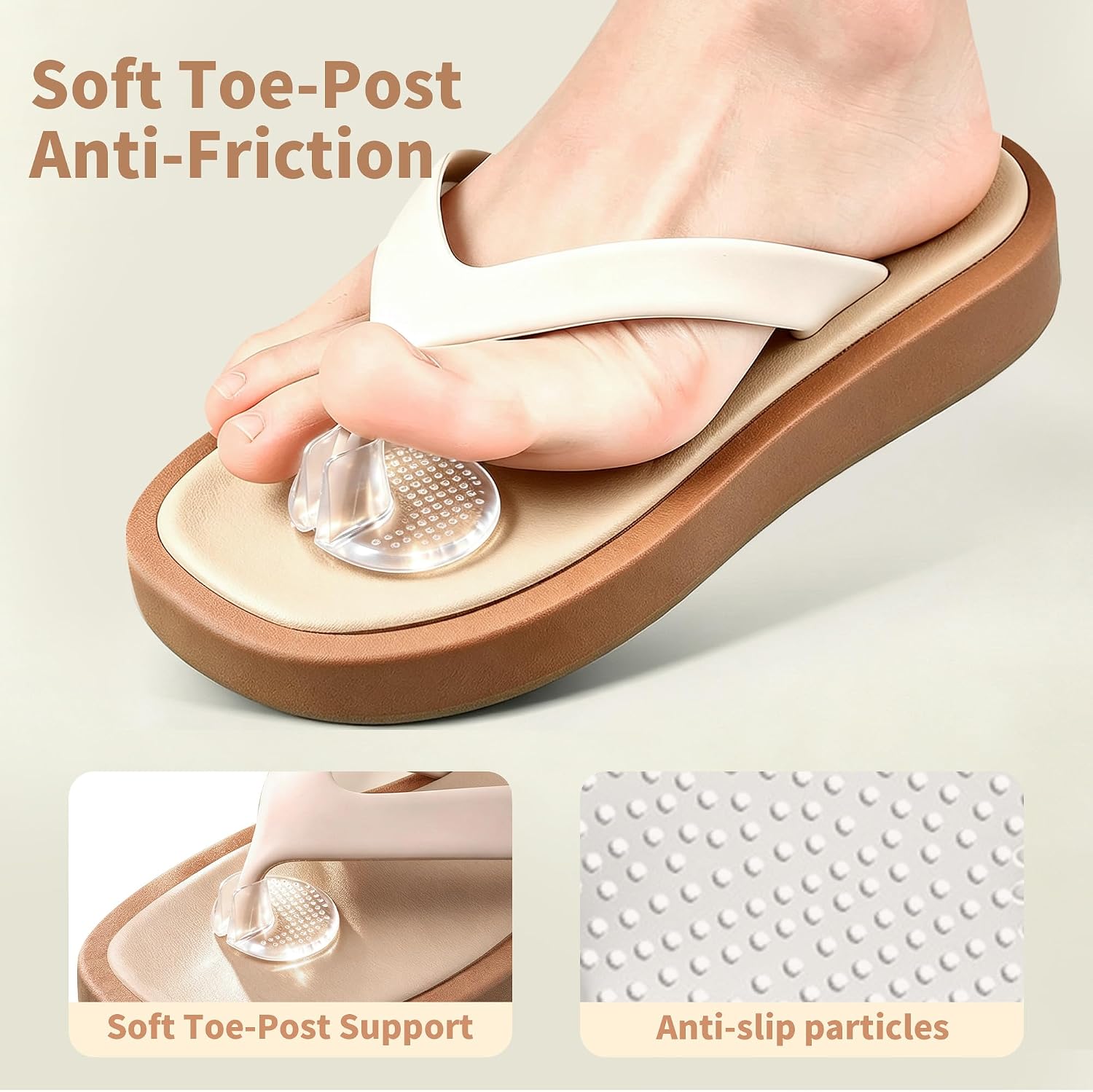 4 Pairs Flip-Flop Gel Toe Guards, Silicone Thong Sandal Toe Protectors, Self-Adhesive Flip-Flops Pads Between-Toe Pads for Sandals, Gel Toe Guards Cushions Insert for Toe Protectors