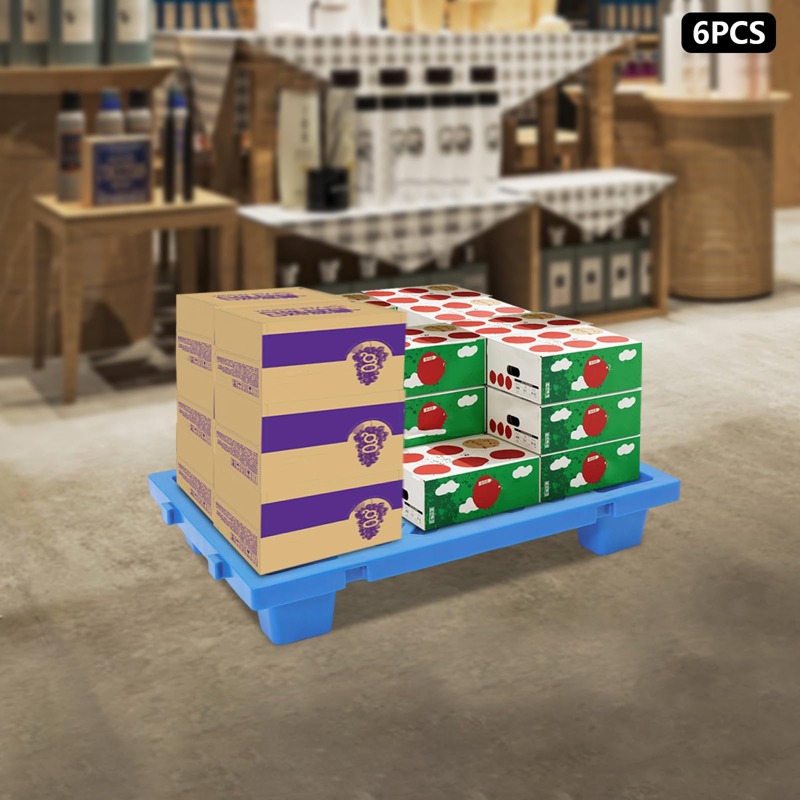 Pallet plastica deposito impilamento logistica industria trasporto 60 x 40 x 10 cm 100 kg capacità di carico per magazzino fabbrica e trasporto sicuro stabile e durevole (blu)