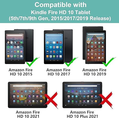 Miniatura 2 de WEUIUJKILO Funda para tablet Kindle Fire HD 10 de 10.1 pulgadas (97 generación, versión 20192017)  Funda de piel sintética con diseño de purpurina