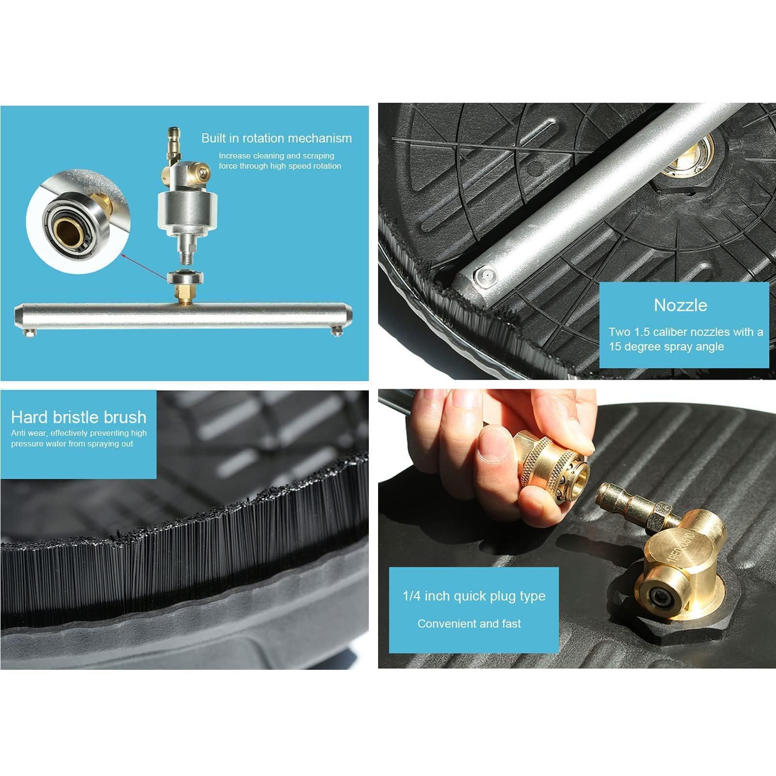 Limpiador de Superficies de 15 Pulgadas Lavadora a Presi¨®n Lavadora a Presi¨®n Limpiador de Superficies Accesorio Lavadora El¨¦ctrica Accesorio para Superficies Verticales y