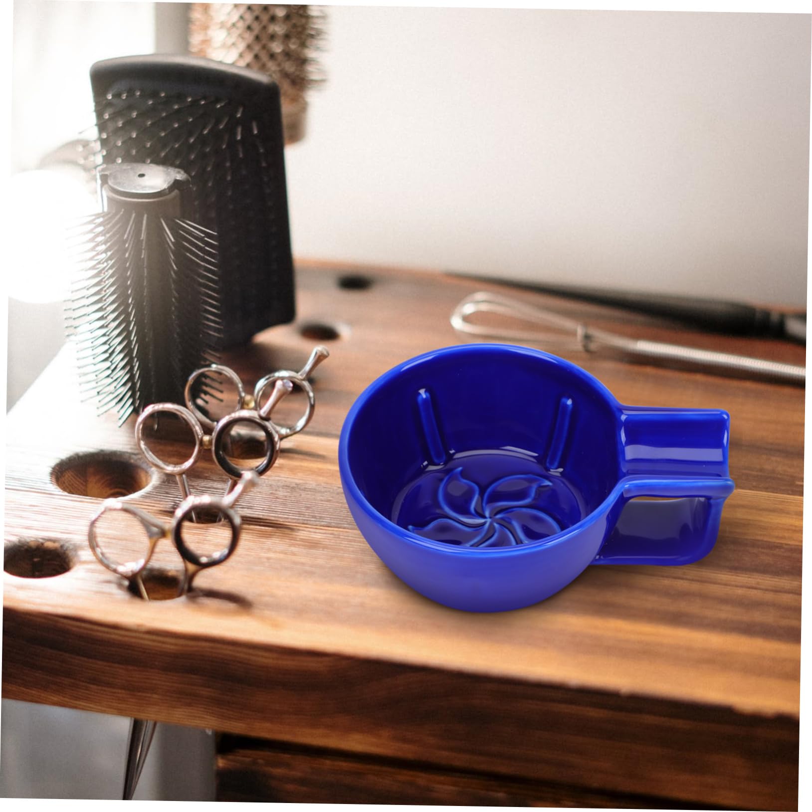 SHERCHPRY Ciotola da Barba in Ceramica Blu Capiente per Rasatura Uomo