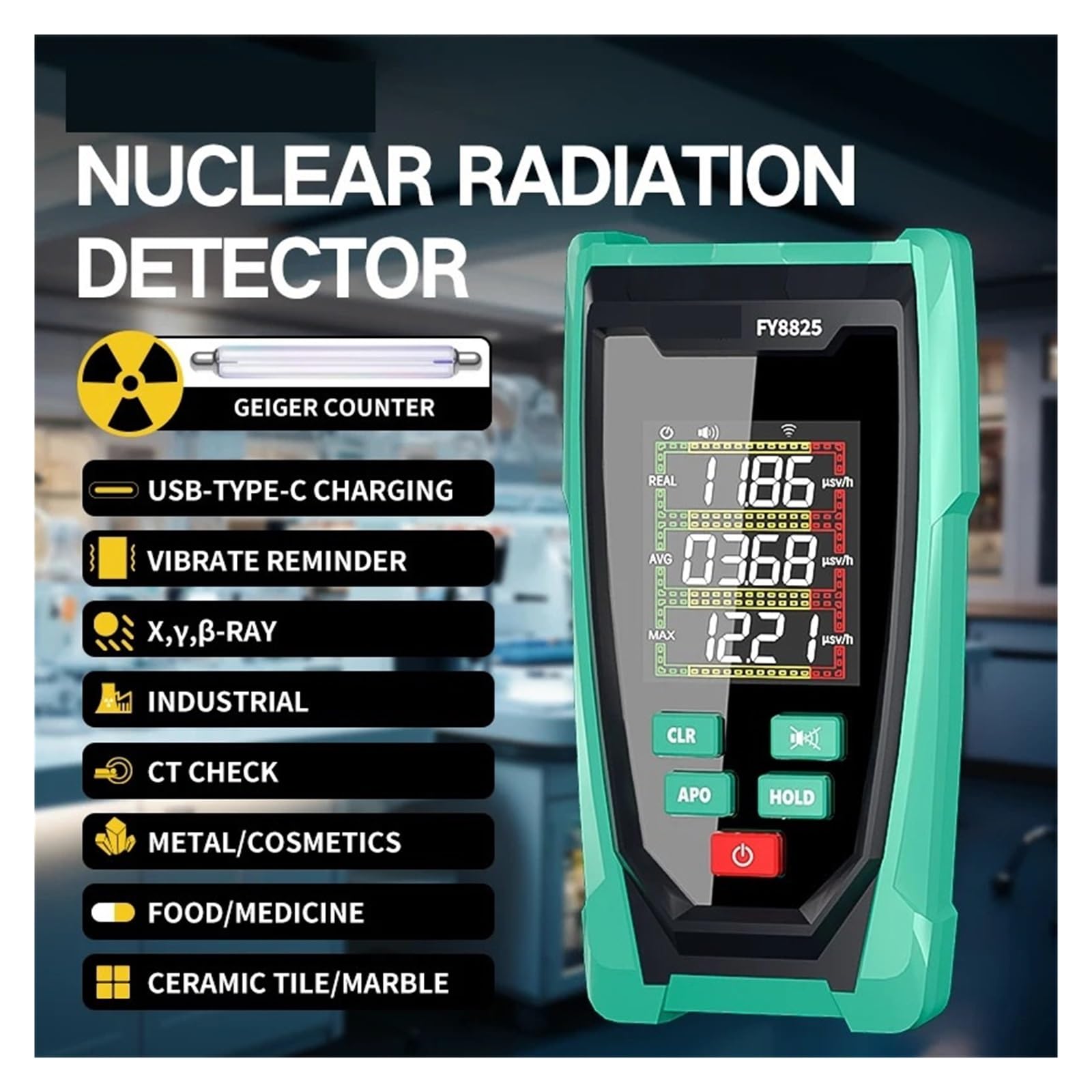 Medidor de Humedad, Contador Geiger portátil, detector de radiación nuclear, dosímetro personal, comprobador de canicas, radiación de rayos X