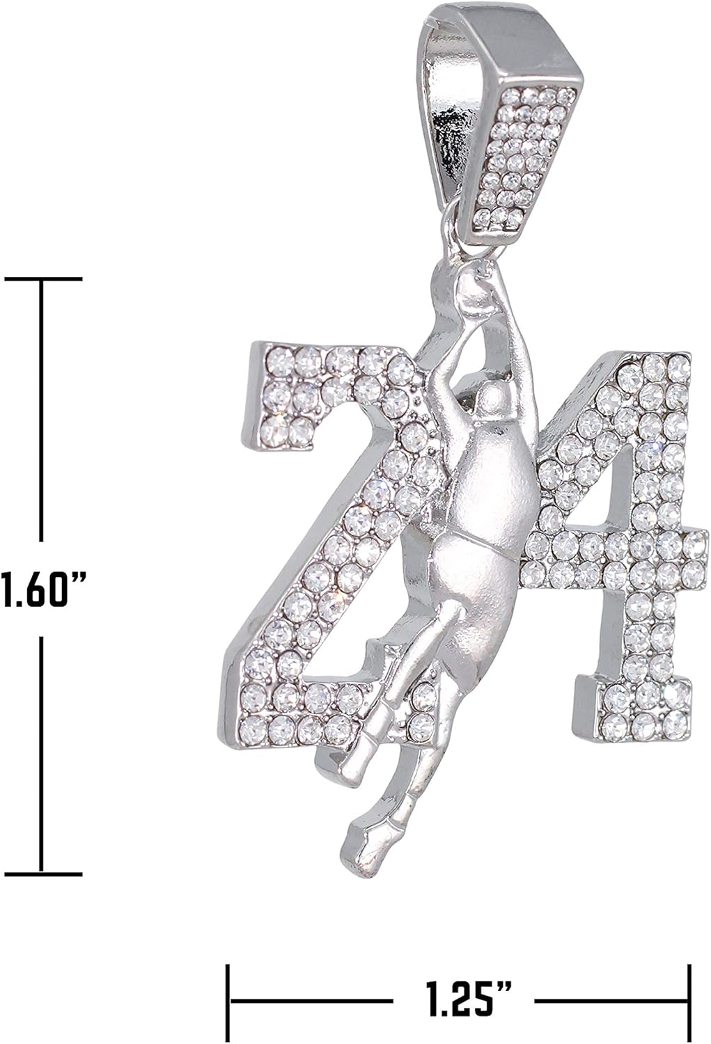 Techno Pave Men's Iced-Out Basketball Pendant & 4mm CZ Tennis Chain - Silver Finish - 24 Necklace