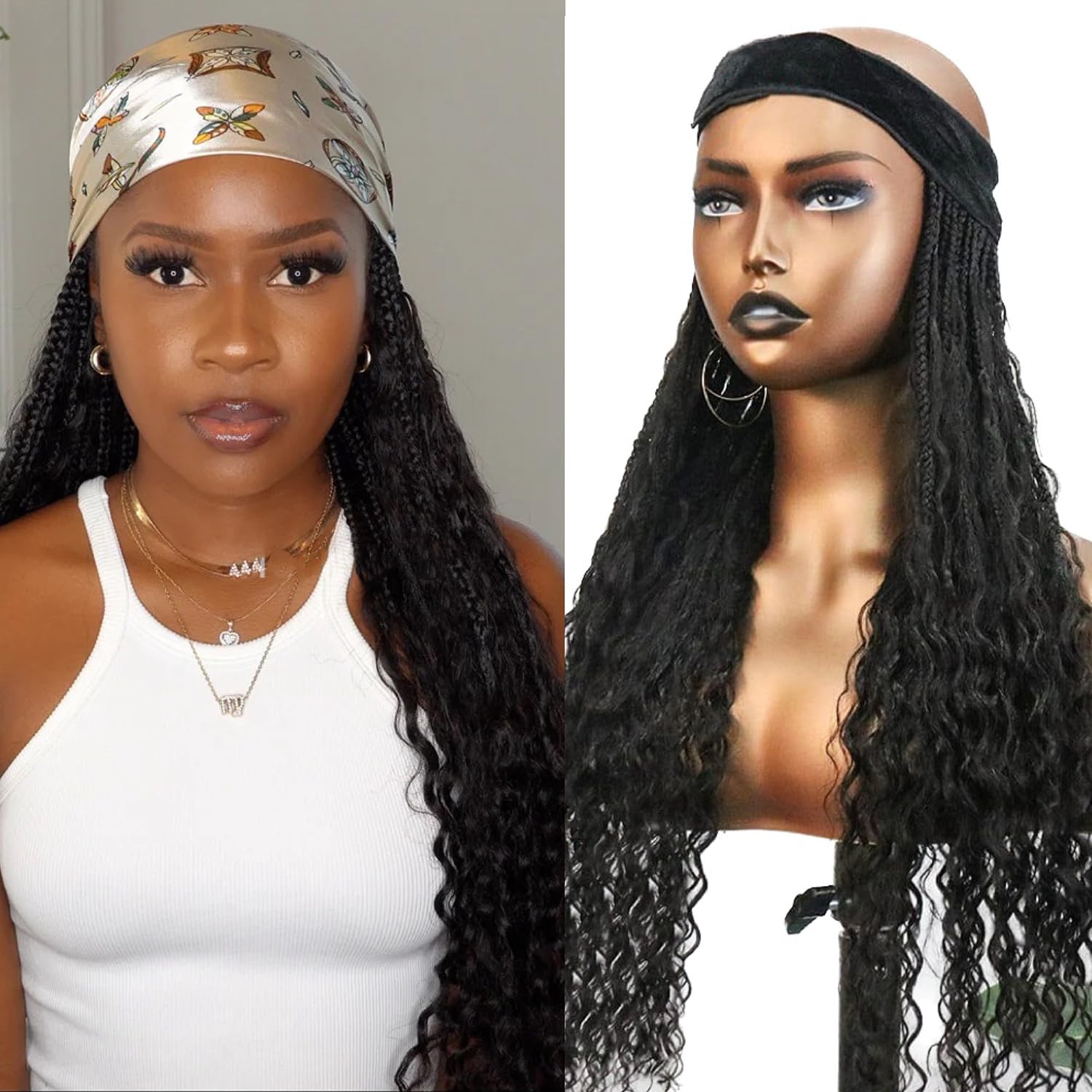 Amazon.com : Hair Braids Band Extension Human Hair Boho  display picture 3