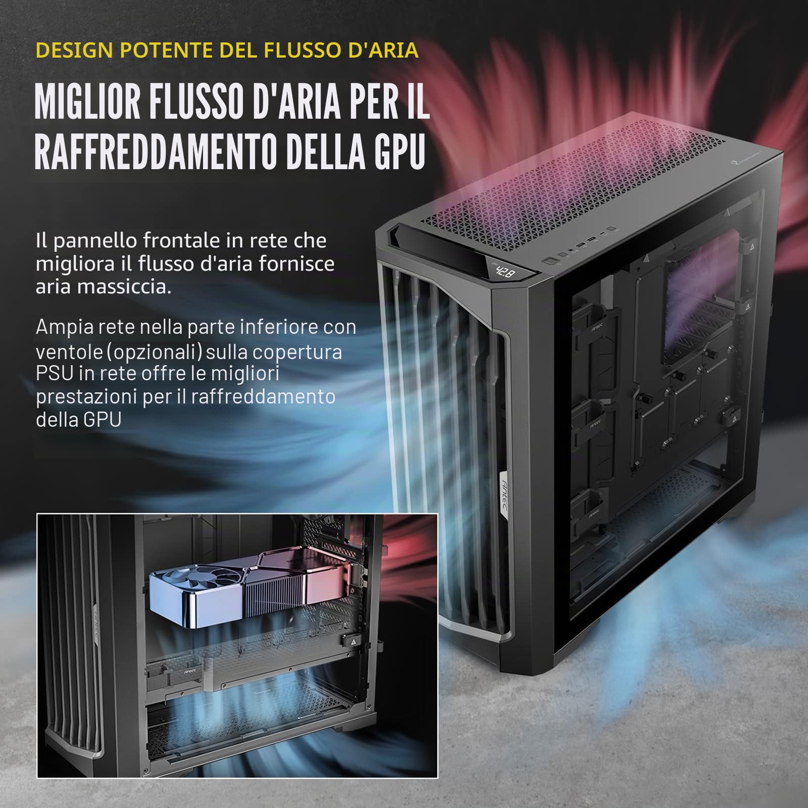 Antec Boitier Grand Tour E-ATX Performance 1 FT con pannelli in vetro (Nero)