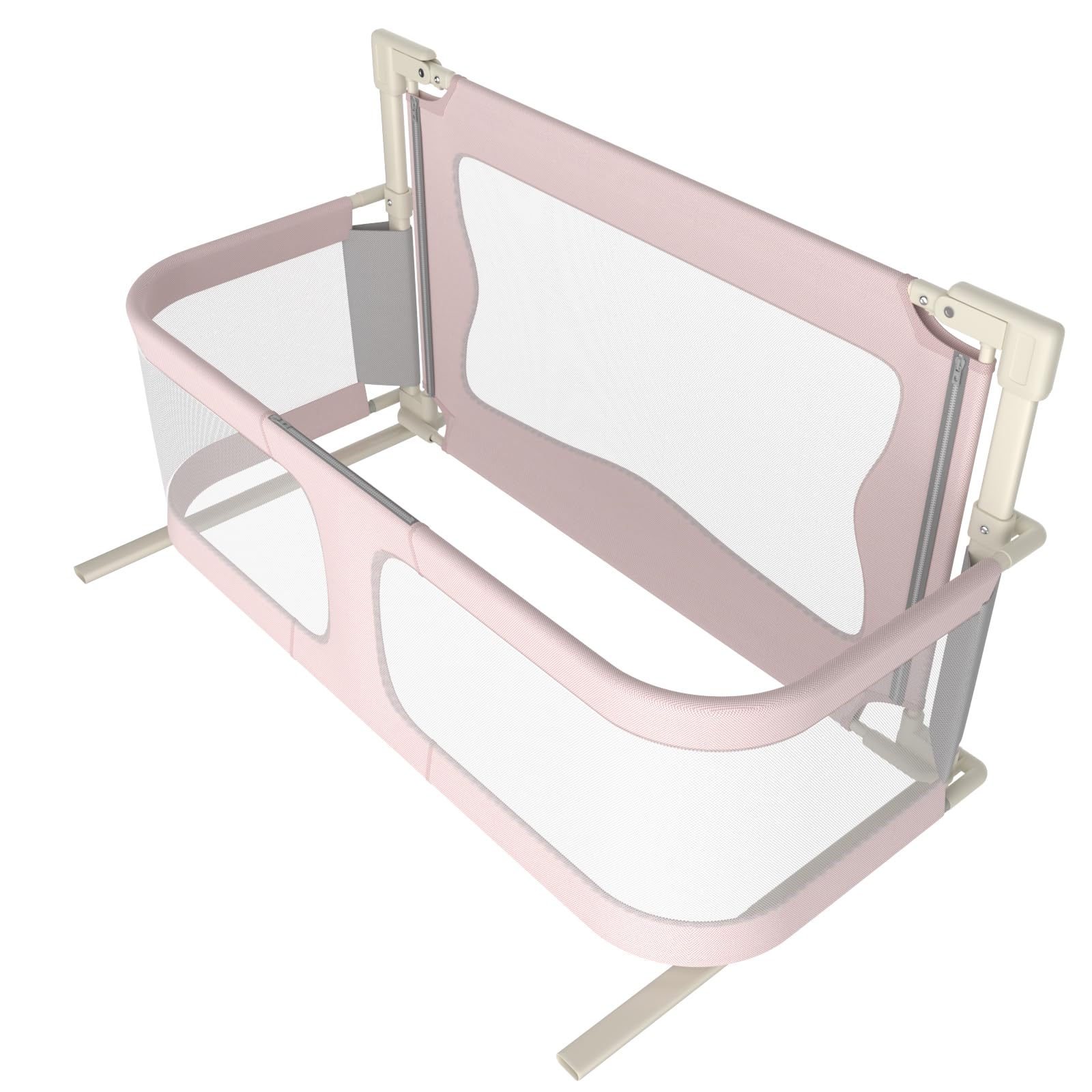 LANTUS Sponda Letto Bambini 2 in 1 Sbarra Letto Barriera Lettino o Cododo Lettino per Viaggi o Vacanze, Facile da Trasportare,120 * 50 * 105 cm (Rosa)
