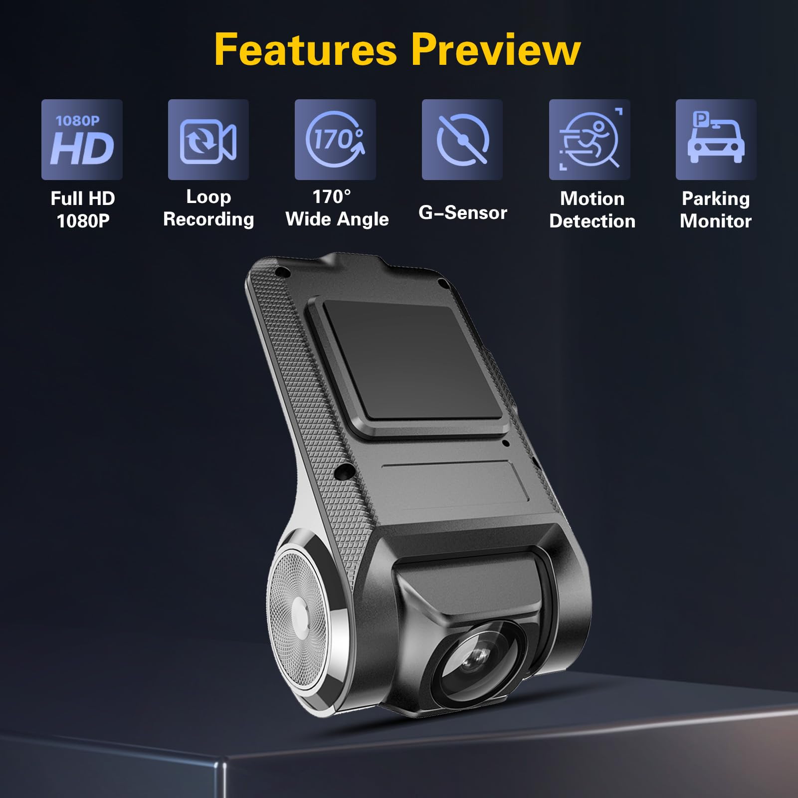 Hikity USB DVR Kamera samochodowa dla radia Android, wodoodporna, mini kamera samochodowa, rejestrator, noktowizja, rejestrator jazdy, nagrywanie pętlowe z G-sensorem, szeroki kąt 170° | Rejestrator noktowizyjny Dash Cam nagrywanie w pętli z USB DVR G-Sen