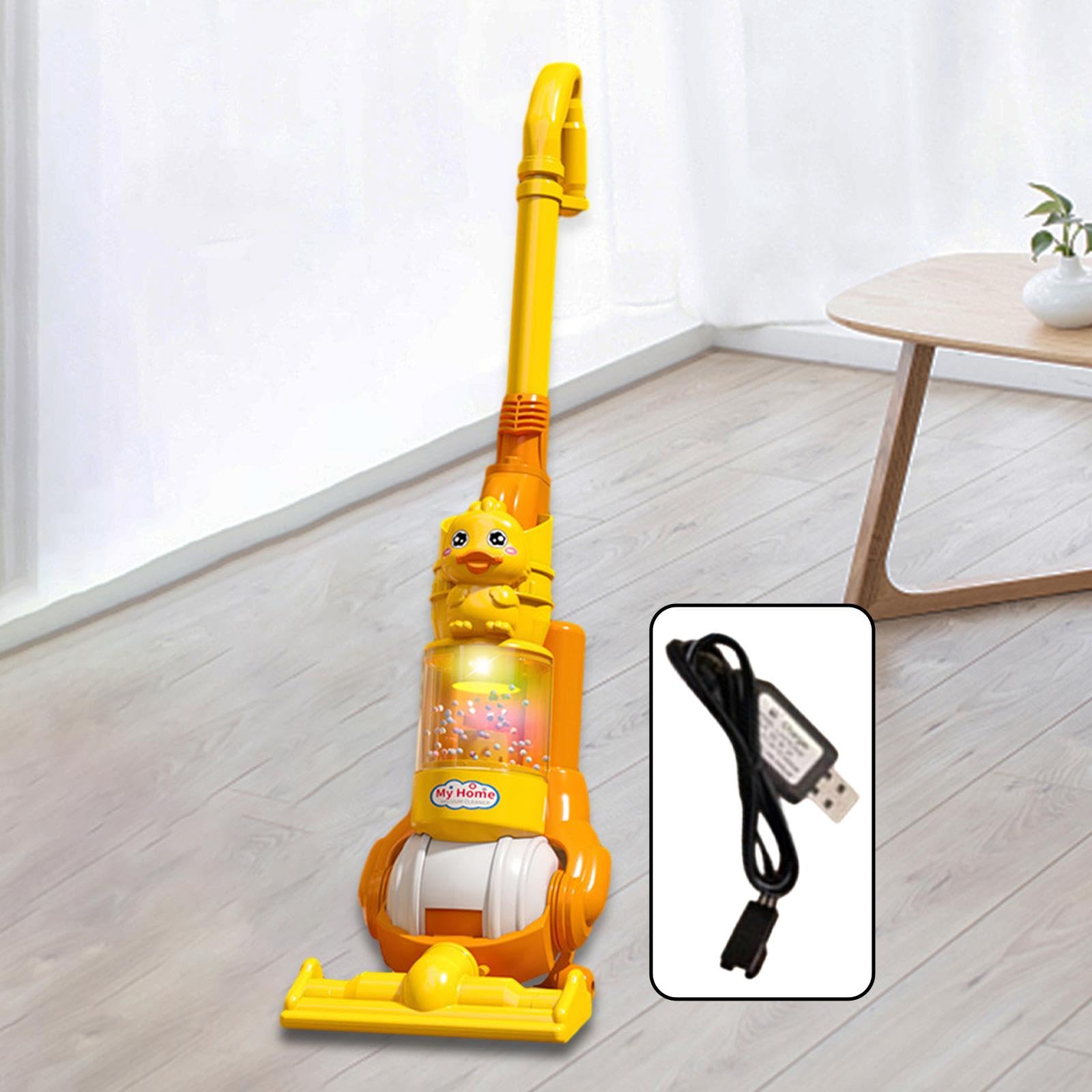harayaa Aspirapolvere per Bambini con Luci Ed Effetti, Giocattolo Educativo Realistico con Pallina Che Scoppia, Ideale Come Regalo di Natale per Bambin, Anatra