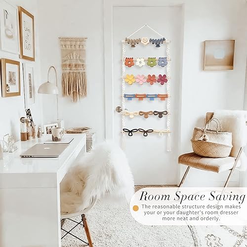 Miniatura 6 de SNOWSTAR Organizador de pinzas de cabello con diseño macramé, soporte colgante para pinzas de pelo y almacenamiento para mujeres y niñas, colgador