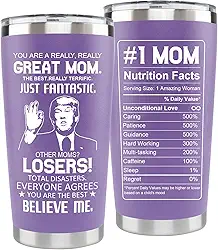 LEIOH Presentes para mãe de filha filho, presentes de aniversário de Natal para mãe esposa, presente de dia dos namorados para mães, presente para mãe, mãe, copo roxo de aço inoxidável de 590 ml