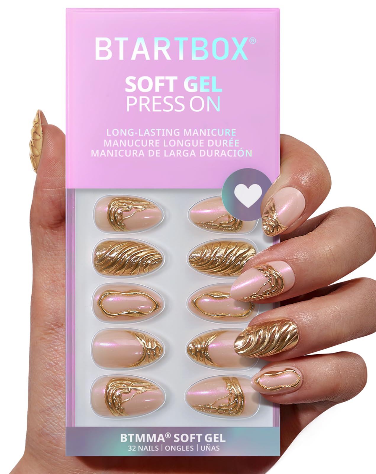 BTArtbox Press On Nails French Tips - 32 Pcs Short Square False Nails With Nail Glue and Adhesive Nail Tabs, No Fade Out Stick On Nails in 16 Sizes, Soft Gel Fake Nail for Women, Classic White — view 90