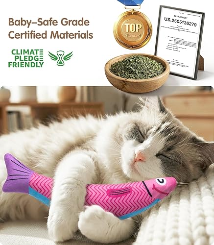 Miniatura 9 de PetBusy Juguetes interactivos para gatos con hierba gatera orgánica A+ de 5000 mg de grado bebé; juguetes suaves para gatos y gatitos de interior,