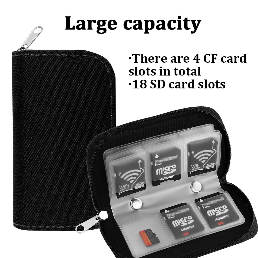 2 Pezzi Custodia per Schede di Memoria, Custodia per Memory Card,Porta Schede SD, 22 Fessure, 18 Slot per Schede per SD, SDHC, Micro SD, Mini SD e 4 Slot per Schede CF, Microfibra