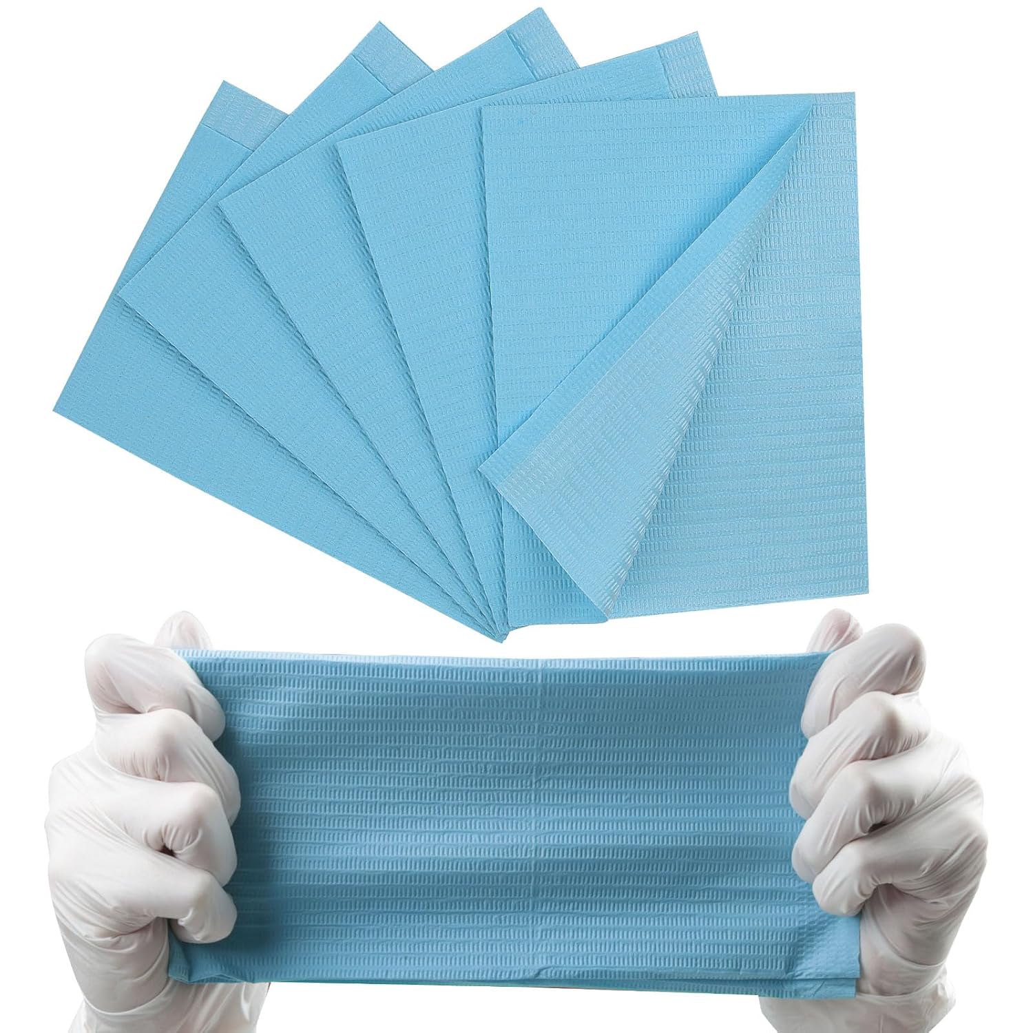 100 Pcs Dental Scudo 3Ply Dental Bibs | Disposable Waterproof Tattoo Bib Sheet 7.2g | Dentist or Medical Tray Cover and Nail Table Cover 13" x 18" - | Blue