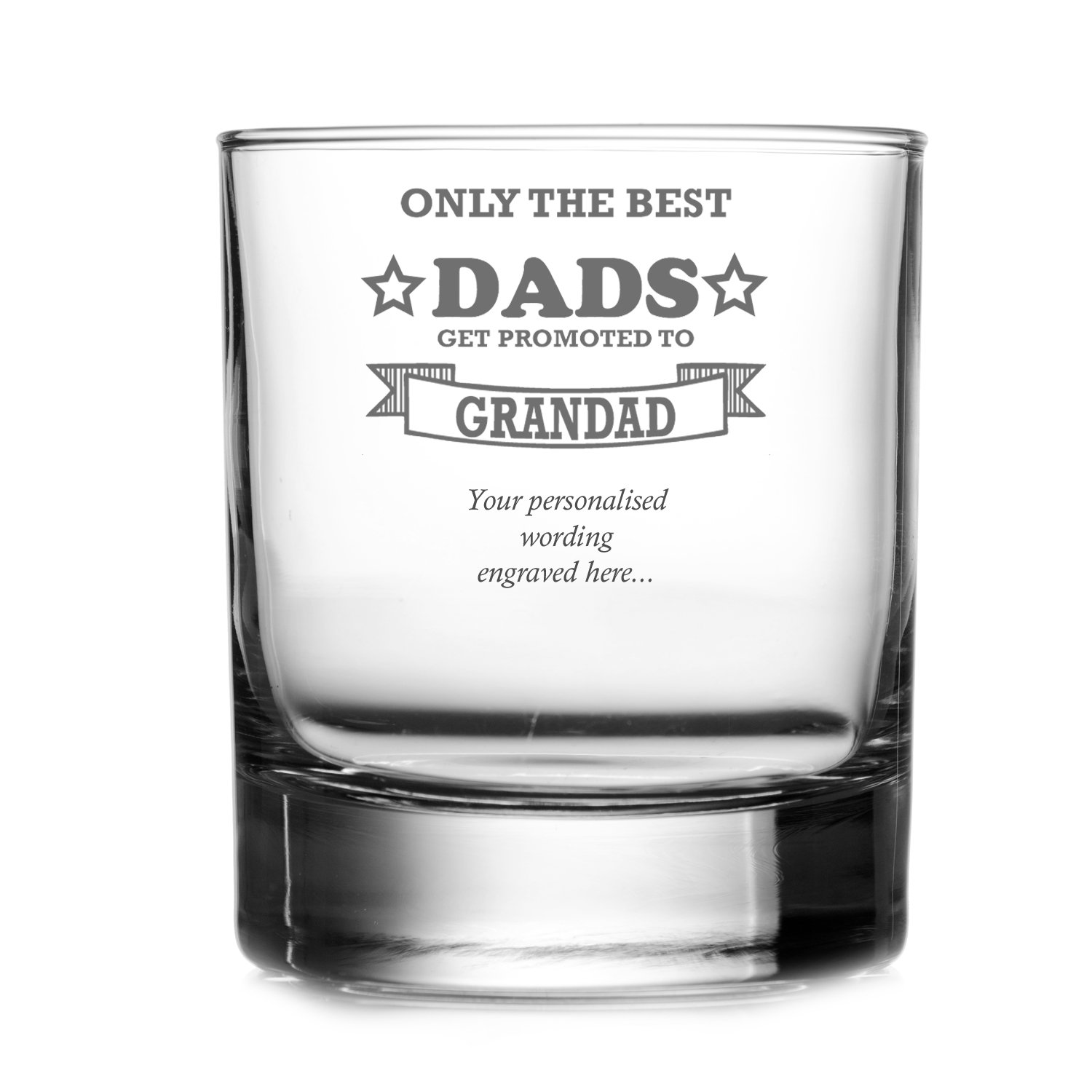 Ukgiftstoreonline Best Dad Gets Promoted To Grandad Personalised Engraved Whisky Glass