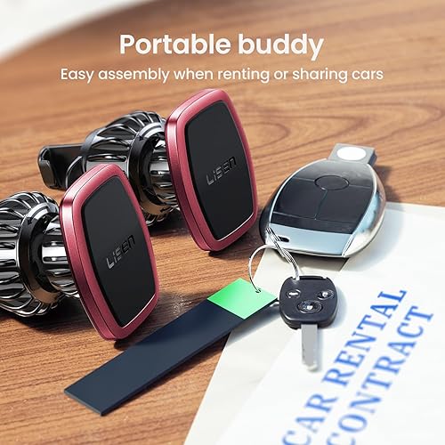 Miniatura 15 de LISEN Paquete de 2 soportes magnéticos para teléfono para tu automóvil, 6 imanes militares, soporte para teléfono celular, soporte de ventilación