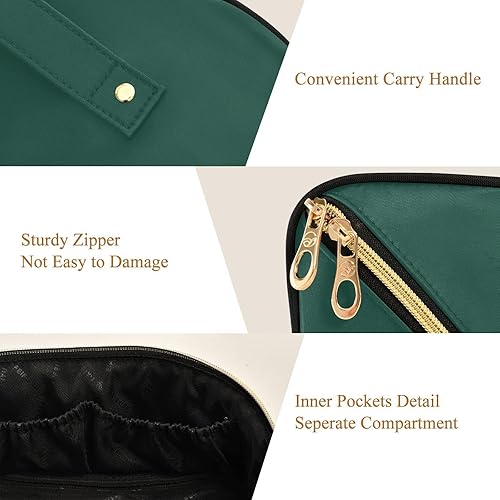 Miniatura 4 de Bolsa de cosméticos de viaje de gran capacidad negra para mujeres y niñas, bolsas de maquillaje planas abiertas para uso diario, herramientas de