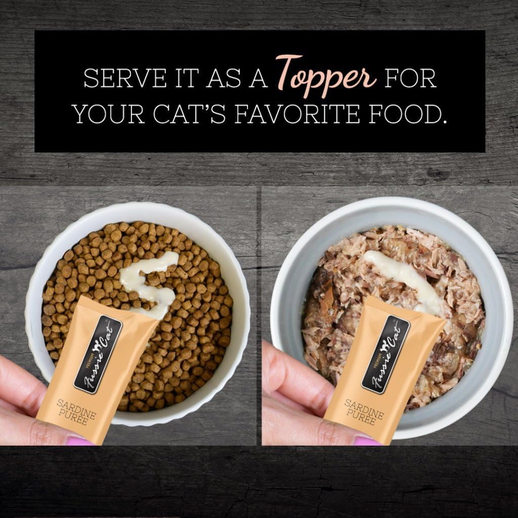 Lickable Cat Treat Puree Grain Free 2 Flavor Variety Bundle: (2) Mackerel and (2) Sardine (4 Four-Tube Packs, 16 Tubes Total, 5 Ounces per Tube) Plus Shaynanigans Silicone Lid