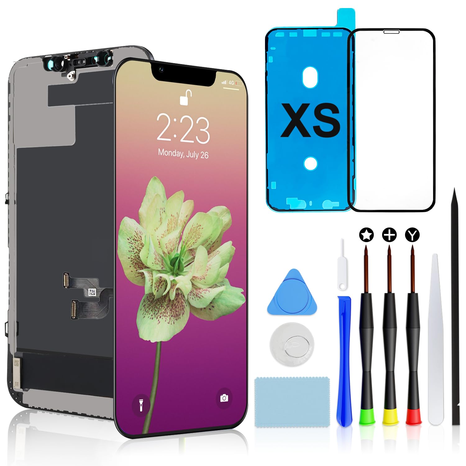 Brinonac Display LCD per iPhone XS, 5,8" Schermo Full HD 3D Touch Sostituzione Digitizer con Kit di Riparazione e Protezione in Vetro Temperato
