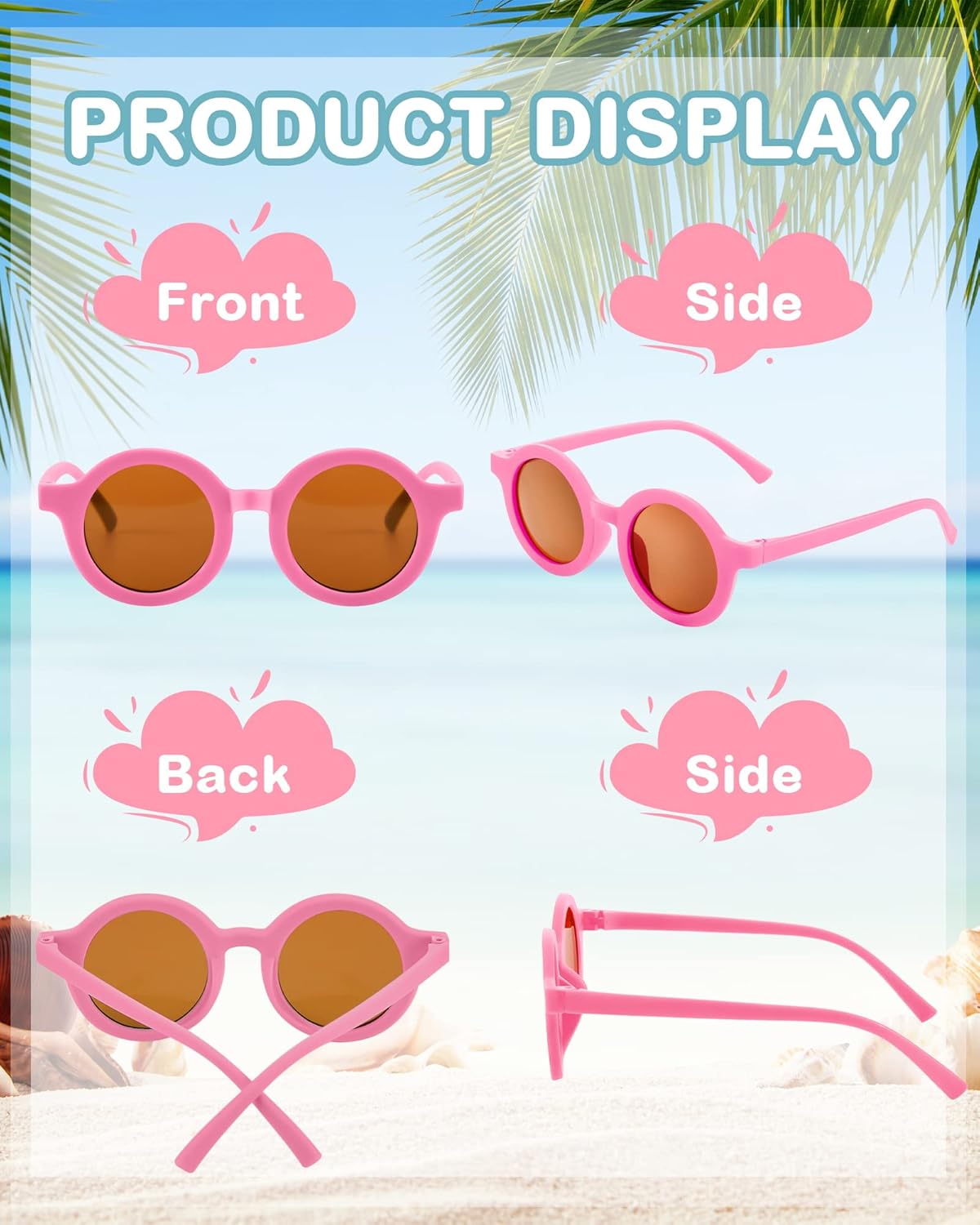 Frienda 16 Pairs Toddler Sunglasses Valentines Classroom Gift Round Kids Sunglasses Bulk for Boy Girl Beach Outdoor Sport - Image 3