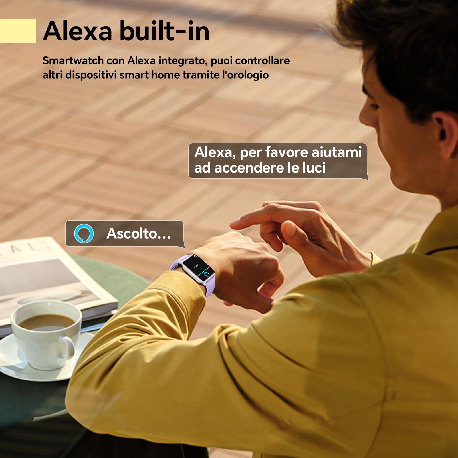 Smartwatch Donna Uomo-Orologio Smart Watch con Chiamate e whatsapp Alexa Integrata Cardiofrequenzimetro SpO2 100 modalità Sport e Monitoraggio del Sonno IP68 Orologio fitness per Android iOS(Viola)