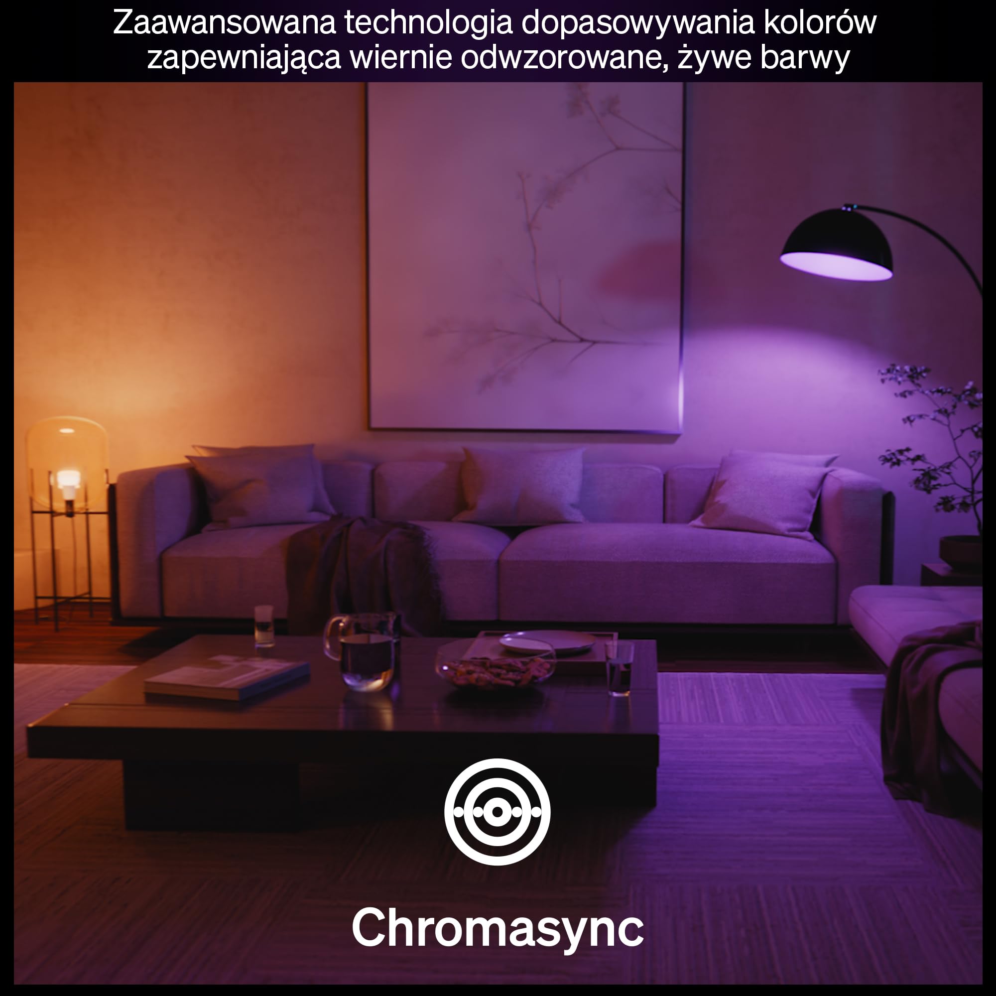 Żarówka Philips Hue Smart LED A60, White and Color Ambiance, trzonek E27, 8,1 W, pełne spektrum światła 1000K–20000K, 1100 lumenów, przyciem, działa z Alexa, Google Assistant i Apple Home, op. 2 szt.