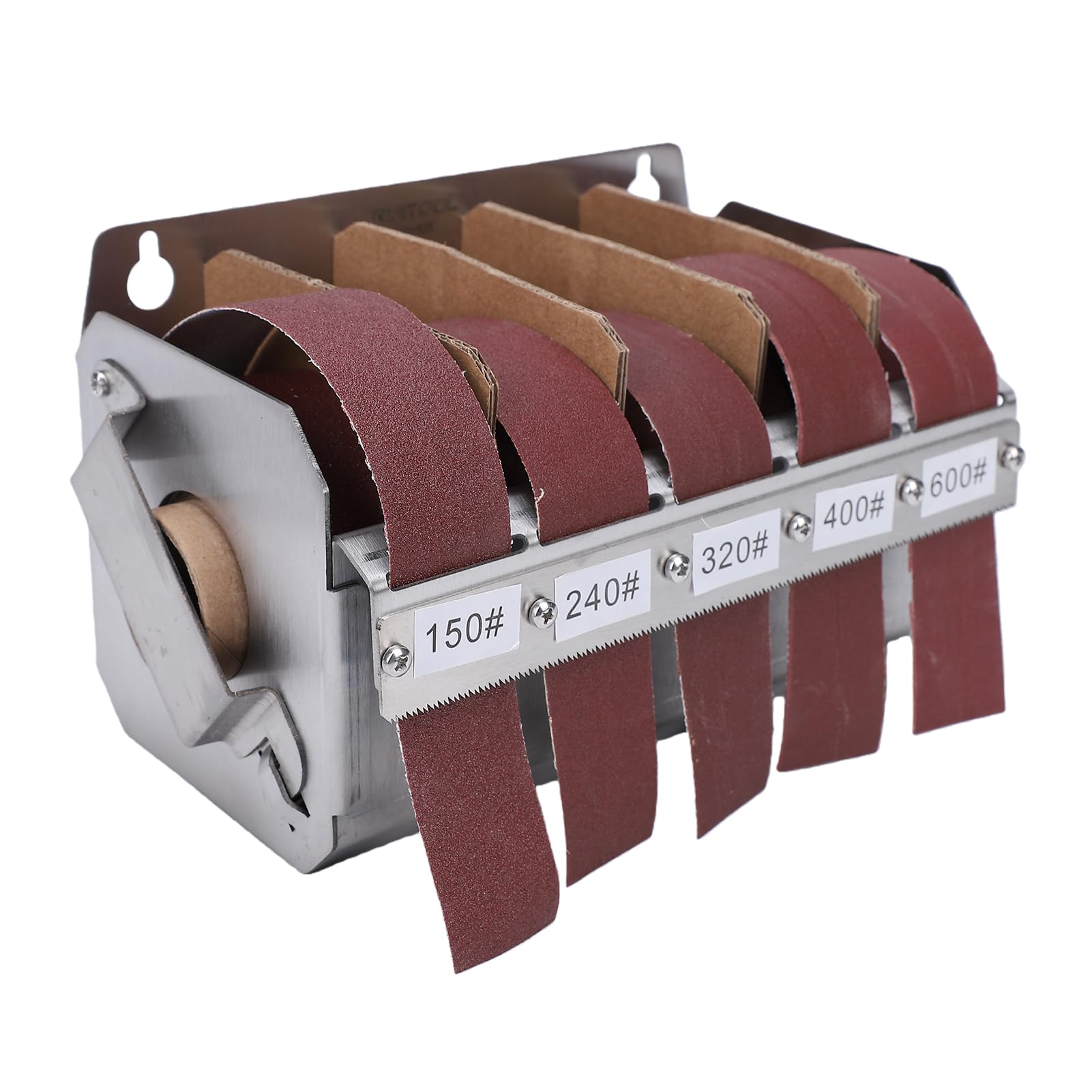 Schleifleinenrolle mit 5 Körnungen, 25 Mm X 6 M Schleifpapierrolle mit Spender, Schleifpapier in den Körnungen 150, 240, 320, 400 und 600 für Holz, Metall, Möbel Autopolitur