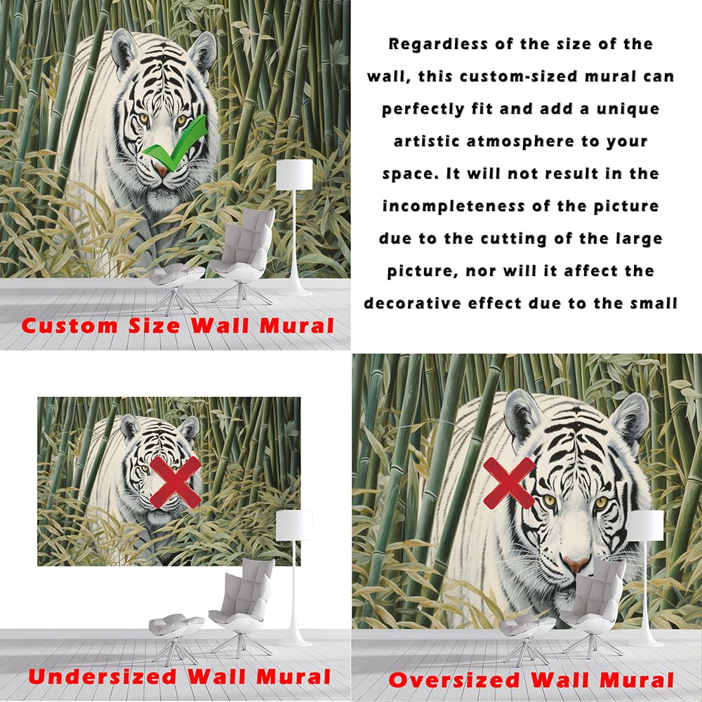 Custom Size Wall Murals - Oil Painting Tiger, Self-Adhesive Removable Peel and Stick Wallpaper - for Bathroom, Office