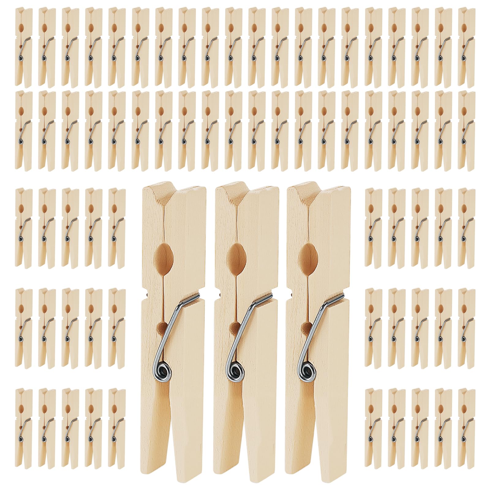 SINJEUN 300 Pcs 7.2cm Wooden Clothes Pegs, Wooden Pegs for Washing Line, Wood Craft Pegs for Photo Wall Hanging DIY Crafts Indoor and Outdoor Use