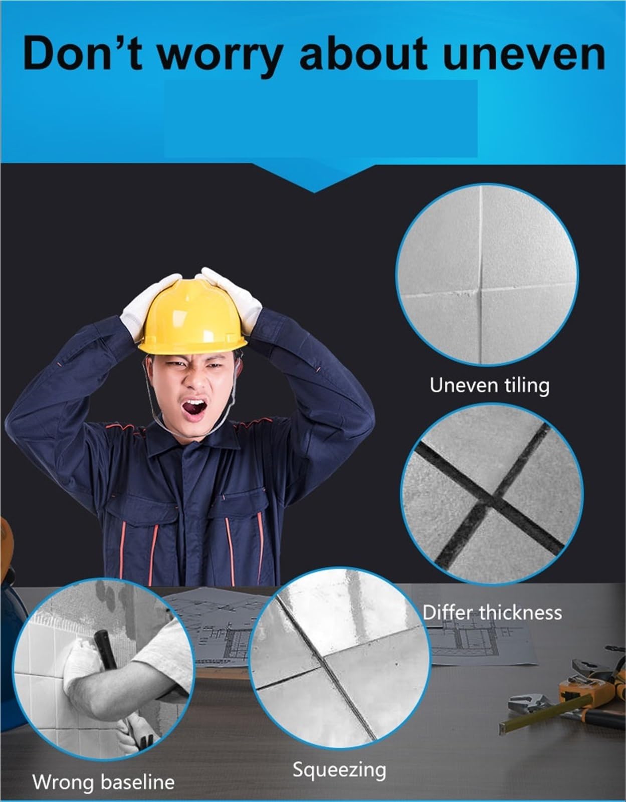 Kit di strumenti riutilizzabili for il livellamento delle piastrelle da parete, 100 pezzi, cunei livellatori, distanziatori for for pavimenti, sistema per Costruire, Muri, Pavimenti