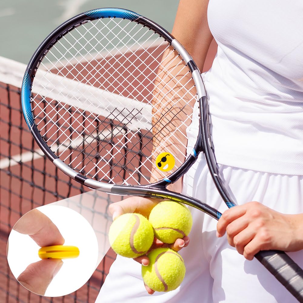 24 Piezas Antivibradores Tenis Silicona Smiley Amortiguador Raqueta Tenis Amortiguador para Raquetas de Squash Amortiguador de Raqueta de Tenis de Happy Face para Jugadores de Tenis