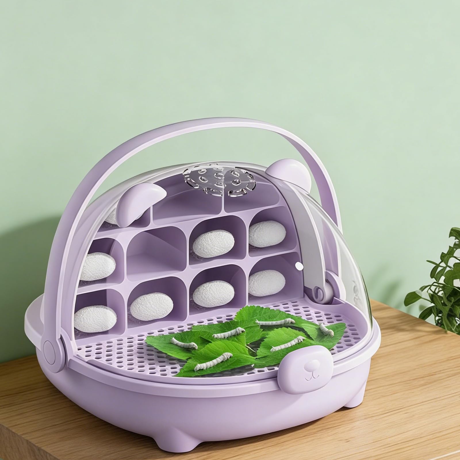 Caja De Crecimiento De Gusanos De Seda, Cápsula Espacial para La Cría De Gusanos De Seda, Jaula De Hábitat Animal,Caja De Alimentación con Asa, para Cría De Gusanos Y Pequeños Reptiles (A) — view 9