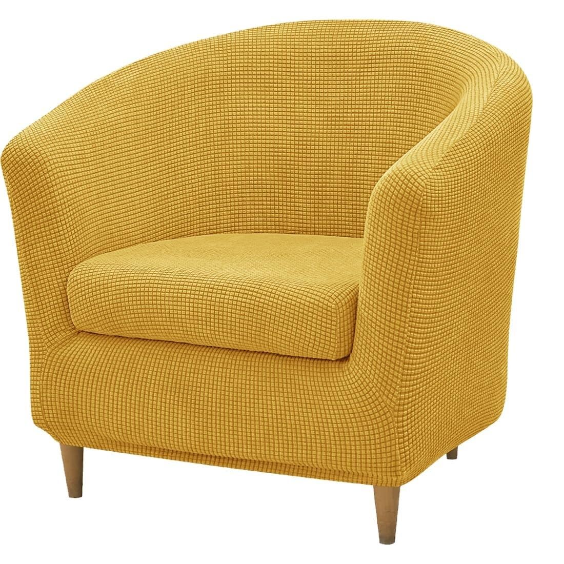 Buaogdvg Jaune Stretch Chaise Longue Cover 2 Piece Sofa Covers 1 Seater Tub Chair Cover With Washable Cushion Cover For Living Room Hotel(Jaune)